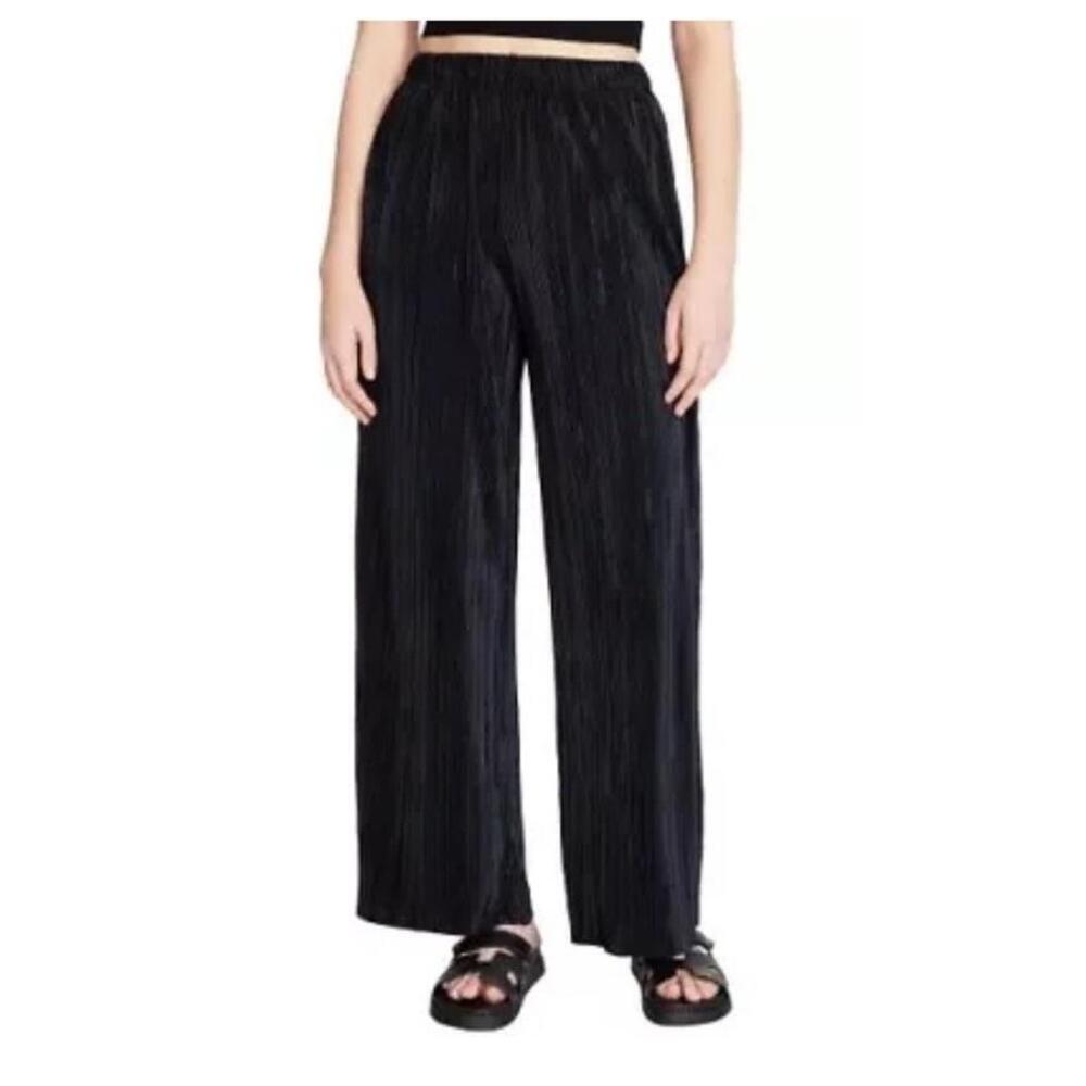 Steve Madden Ladies' Size XS (2) Wide Leg Plisse Pants, Black